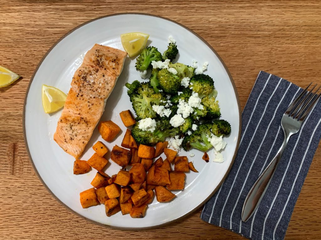 salmon-broccoli-and-sweet-potatoes-dinner-on-the-couch